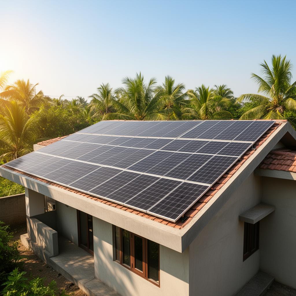 Rooftop solar panels on a Bangladeshi home